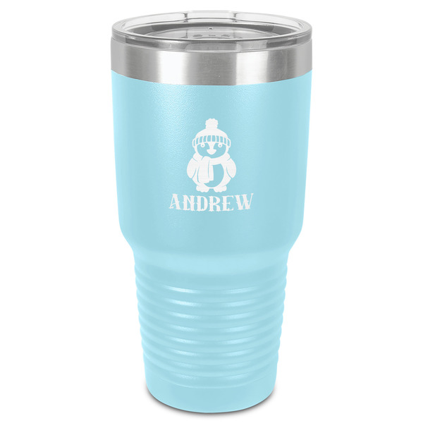 Custom Christmas Penguins 30 oz Stainless Steel Tumbler - Teal - Single-Sided (Personalized)