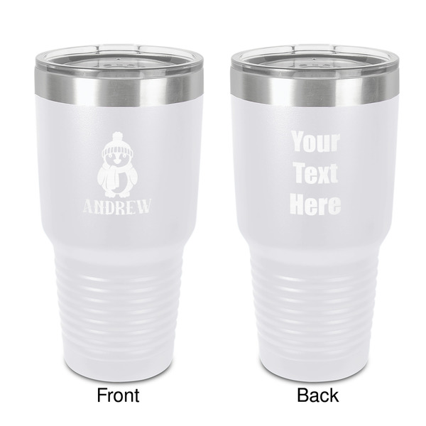 Custom Christmas Penguins 30 oz Stainless Steel Tumbler - White - Double-Sided (Personalized)