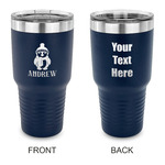 Christmas Penguins 30 oz Stainless Steel Tumbler - Navy - Double Sided (Personalized)