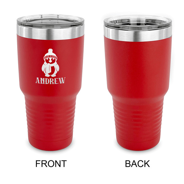 Christmas Penguins 30 oz Stainless Steel Ringneck Tumblers - Red - Single Sided - APPROVAL