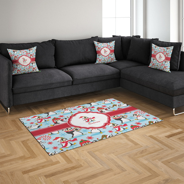 Christmas Penguins 4'x6' Indoor Area Rugs - IN CONTEXT