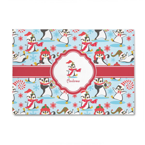 Custom Christmas Penguins 4' x 6' Patio Rug (Personalized)