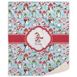 Christmas Penguins Sherpa Throw Blanket - 50"x60" (Personalized)