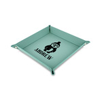 Christmas Penguins Faux Leather Dice Tray - 6" x 6" - Teal (Personalized)