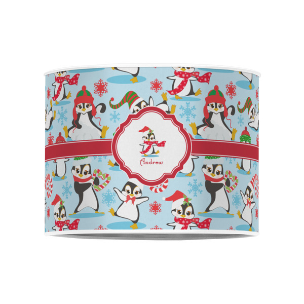 Christmas Penguins 8" Drum Lampshade - FRONT (Poly Film)
