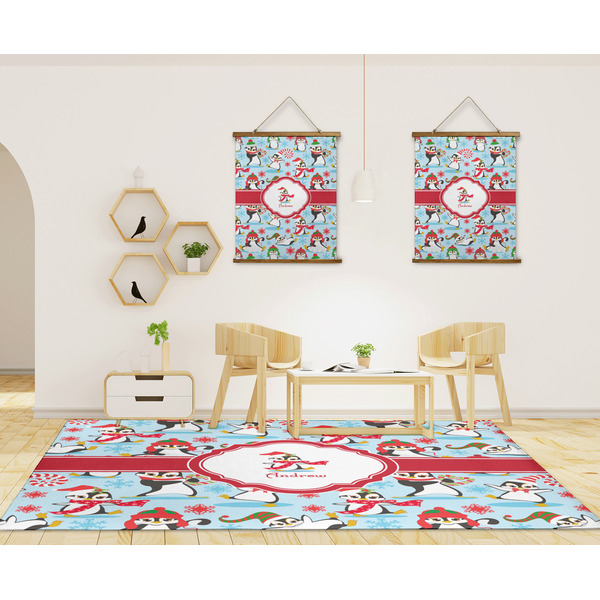 Christmas Penguins 8'x10' Indoor Area Rugs - IN CONTEXT