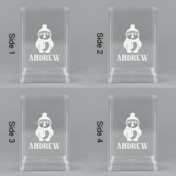 Christmas Penguins Acrylic Pen Holder - All Sides