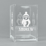 Christmas Penguins Acrylic Pen Holder (Personalized)