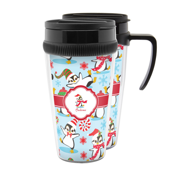 Custom Christmas Penguins Acrylic Travel Mug (Personalized)