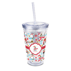 Christmas Penguins 16oz Double Wall Acrylic Tumbler with Lid & Straw - Full Print (Personalized)