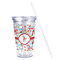 Christmas Penguins Acrylic Tumbler - Full Print - Front straw out