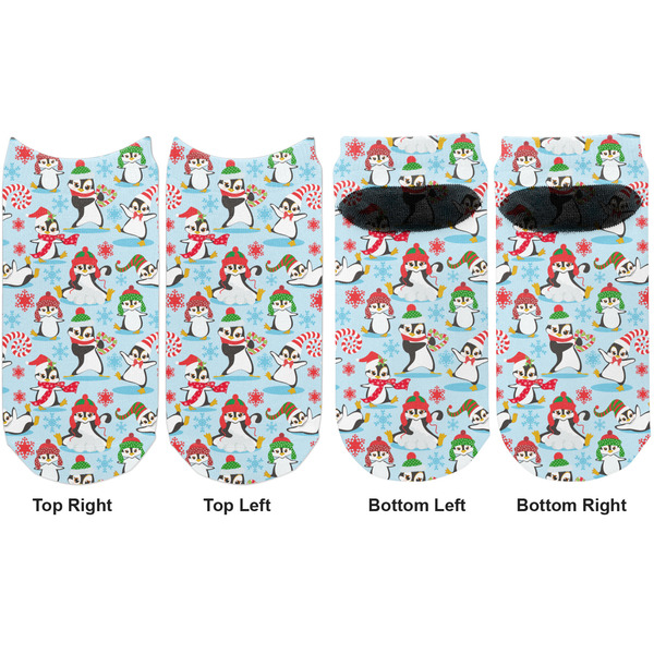 Christmas Penguins Adult Ankle Socks - Double Pair - Front and Back - Apvl
