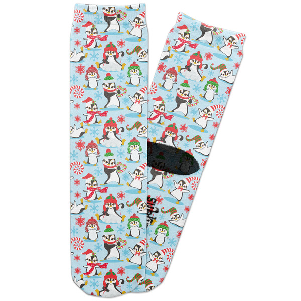 Custom Christmas Penguins Adult Crew Socks