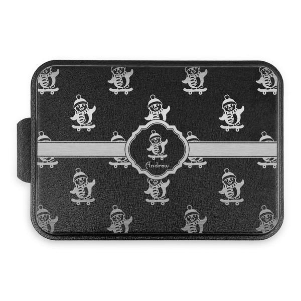 Custom Christmas Penguins Aluminum Baking Pan with Black Lid (Personalized)