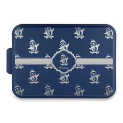Christmas Penguins Aluminum Baking Pan with Navy Lid (Personalized)