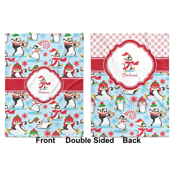 Christmas Penguins Baby Blanket (Double Sided - Printed Front and Back)