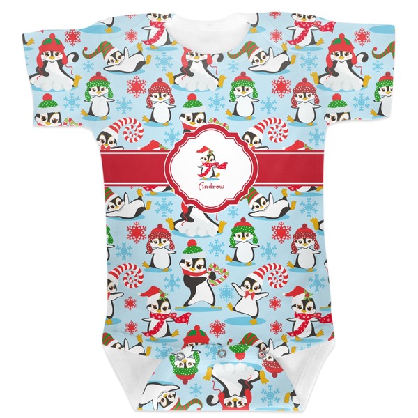 Custom Christmas Penguins Baby Bodysuit 0-3 (Personalized)