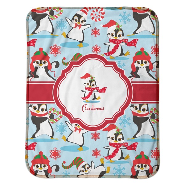 Christmas Penguins Baby Sherpa Blanket - Flat
