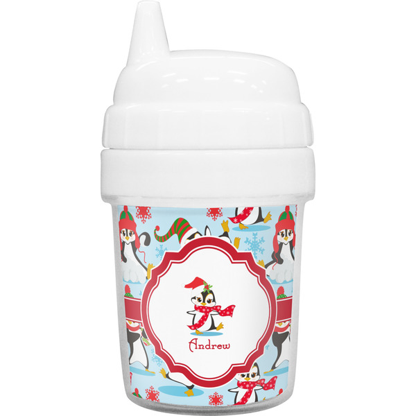 Custom Christmas Penguins Baby Sippy Cup (Personalized)
