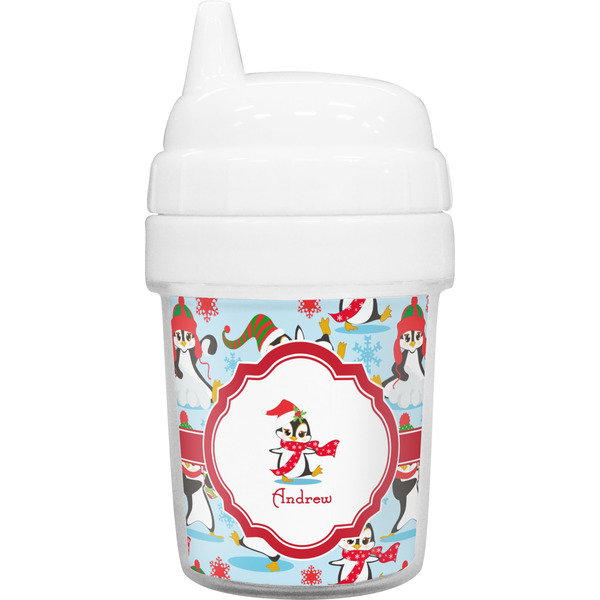 Custom Christmas Penguins Baby Sippy Cup (Personalized)