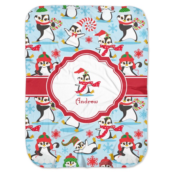 Custom Christmas Penguins Baby Swaddling Blanket (Personalized)