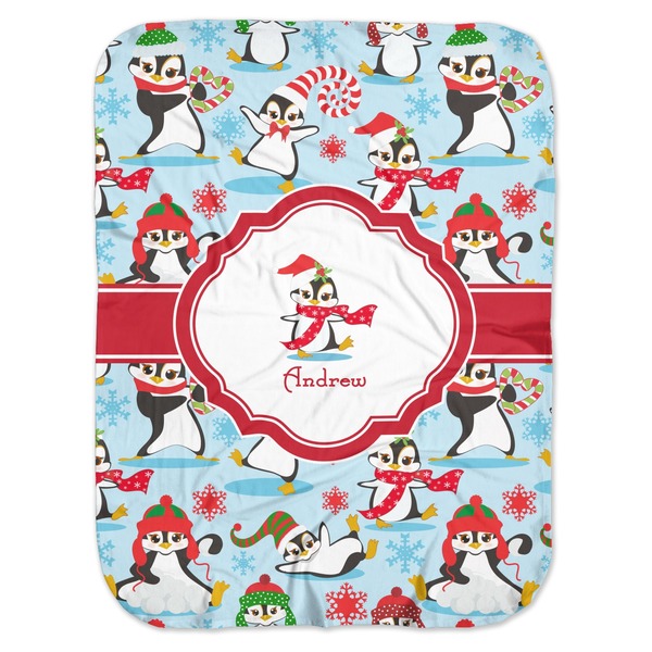Custom Christmas Penguins Baby Swaddling Blanket (Personalized)