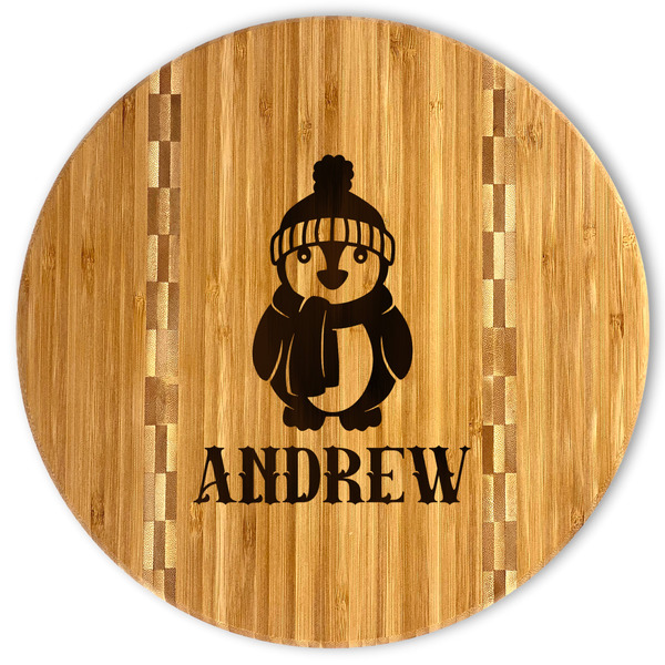Custom Christmas Penguins Bamboo Cutting Board (Personalized)
