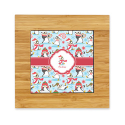 Christmas Penguins Bamboo Trivet with Ceramic Tile Insert (Personalized)