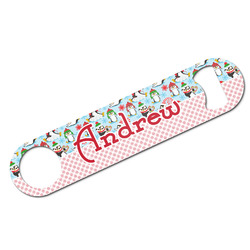 Christmas Penguins Bar Bottle Opener w/ Name or Text
