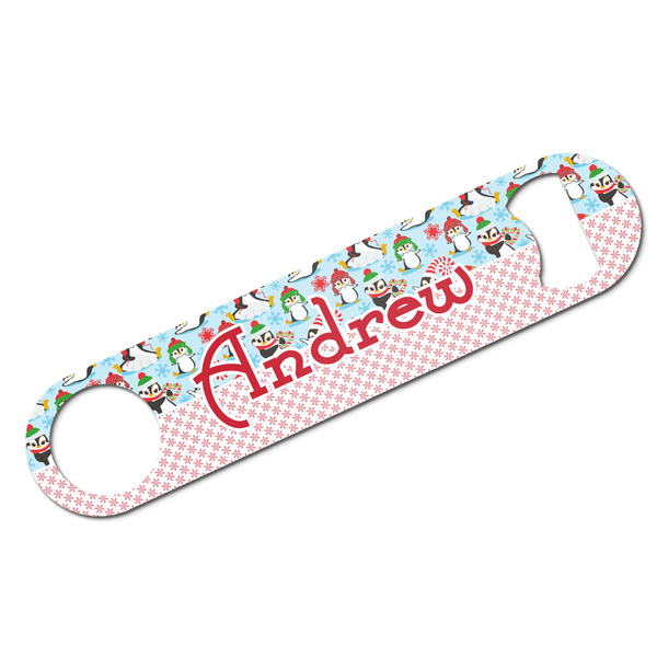 Custom Christmas Penguins Bar Bottle Opener w/ Name or Text