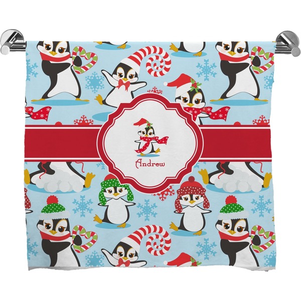 Custom Christmas Penguins Bath Towel (Personalized)