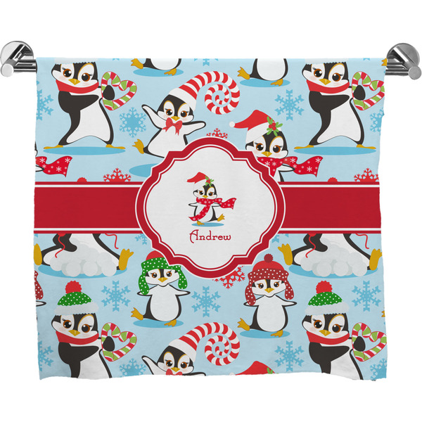 Custom Christmas Penguins Bath Towel (Personalized)