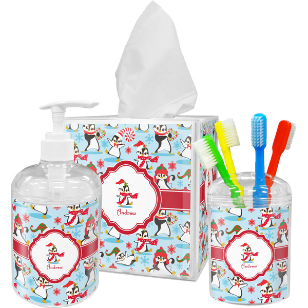 Christmas Penguins Bathroom Accessories Set (Personalized)
