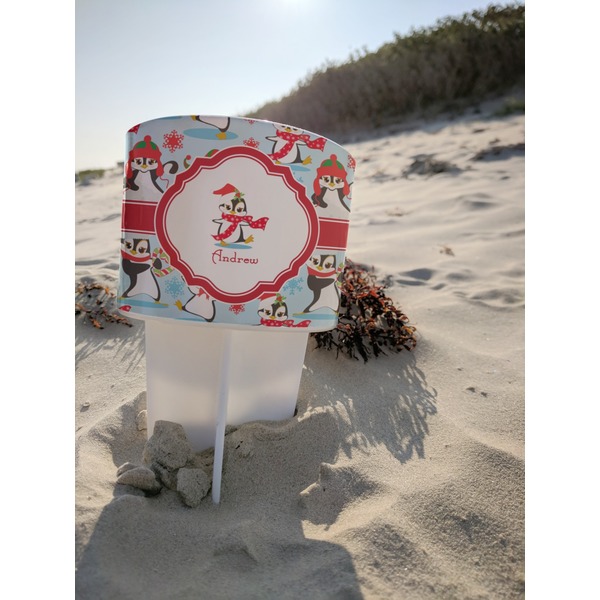 Christmas Penguins Beach Spiker white on beach with sand