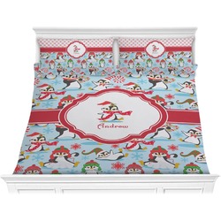 Christmas Penguins Comforter Set - King (Personalized)