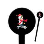 Christmas Penguins 6" Round Plastic Food Picks - Black - Single Sided (Personalized)