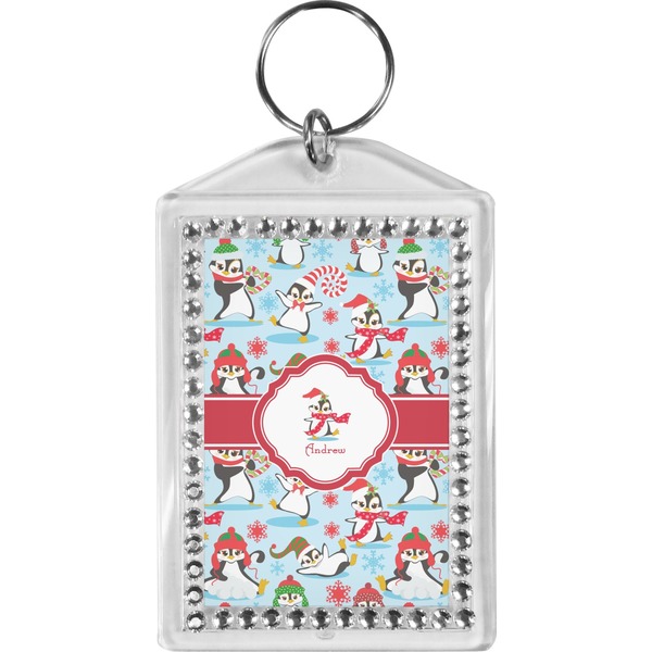 Custom Christmas Penguins Bling Keychain (Personalized)