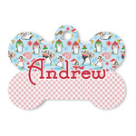 Christmas Penguins Bone Shaped Dog ID Tag (Personalized)