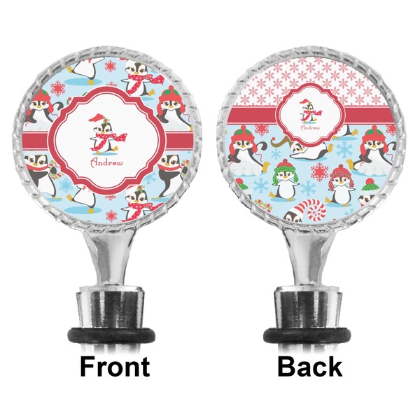 Christmas Penguins Bottle Stopper - Front and Back