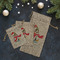 Christmas Penguins Burlap Gift Bags - LIFESTYLE (Flat lay)