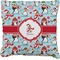 Christmas Penguins Faux-Linen Throw Pillow 18" (Personalized)