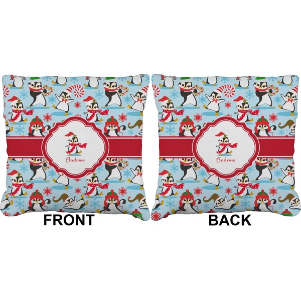 Christmas Penguins Burlap Pillow Approval