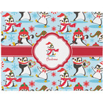 Christmas Penguins Woven Fabric Placemat - Twill w/ Name or Text