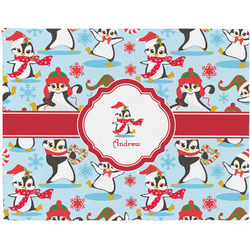 Christmas Penguins Woven Fabric Placemat - Twill w/ Name or Text