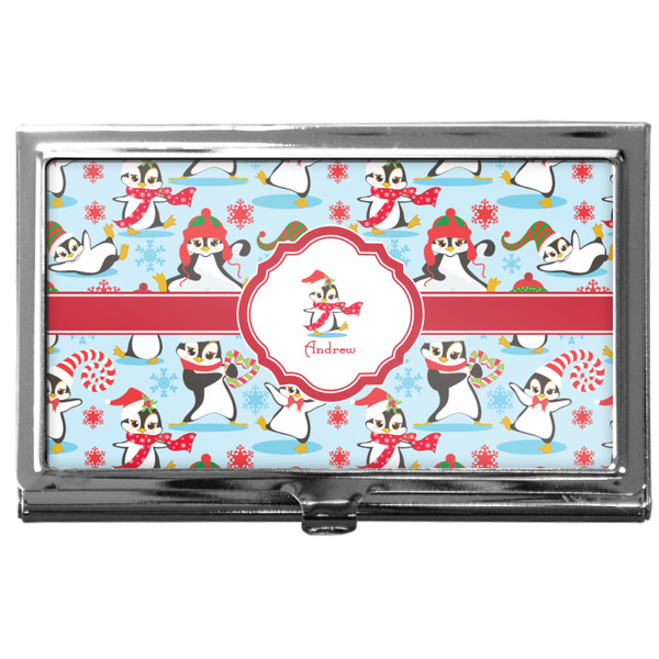 Custom Christmas Penguins Business Card Case