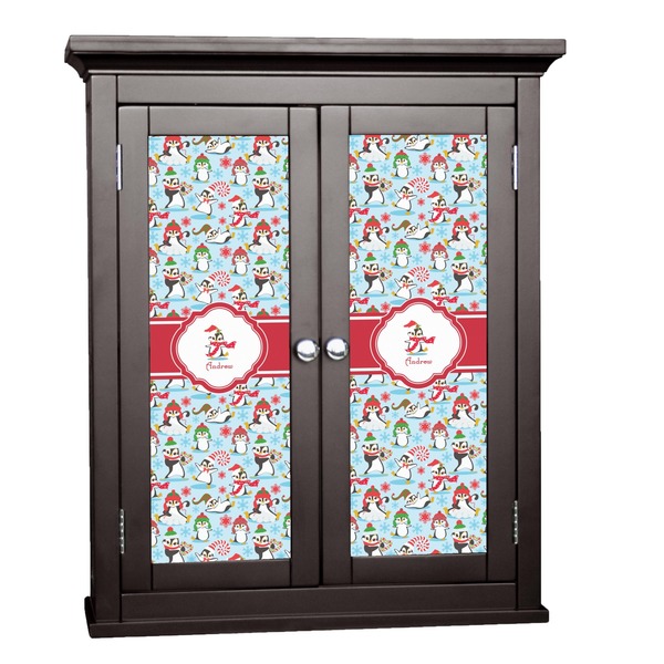 Custom Christmas Penguins Cabinet Decal - Large (Personalized)