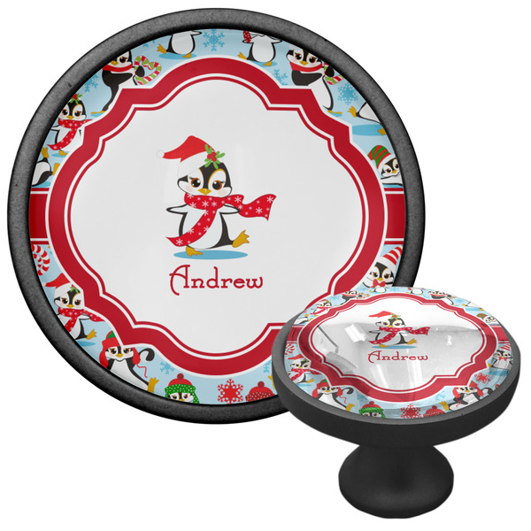 Christmas Penguins Cabinet Knob - Black - Multi Angle