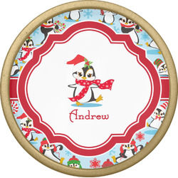 Christmas Penguins Cabinet Knob - Gold (Personalized)