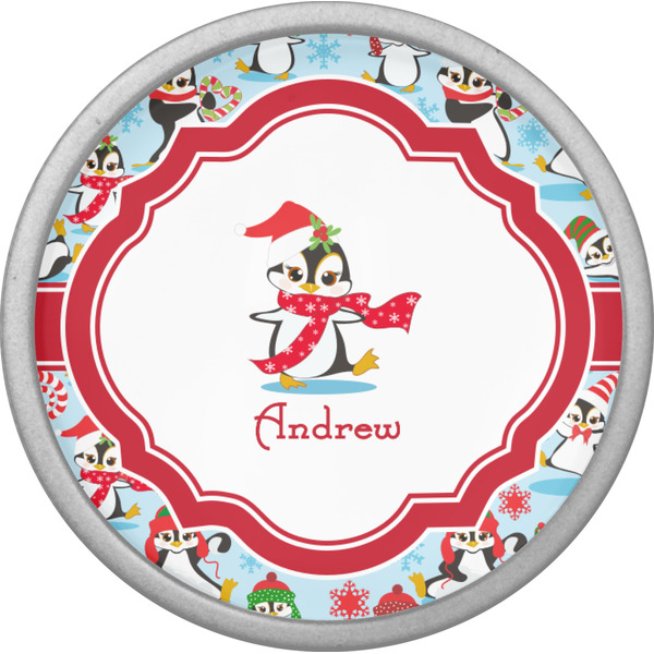 Christmas Penguins Cabinet Knob - Nickel - Front