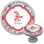 Christmas Penguins Cabinet Knob (Silver) (Personalized)